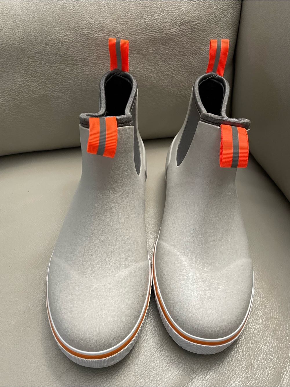Men's Grey Rain & Snow Chelsea Boots with Orange Pull Tabs